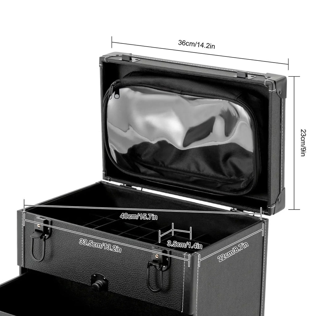 Organizer Miumaeov Rolling Box Nail Cosmetic Professional Storage Luggage Polish Case Trolley Train Makeup
