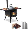 Pipes, Outdoor Cooking Stainless Outdoor Tent and with People Use(Black) Camping Wood Jack Heating Stove Burning Gloves Tent & for Chimney 1-2 Portable Wood Stove Stove, Camping