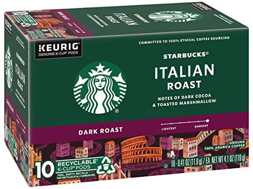 Coffee, Per Roast Starbucks Roast, Coffee, Pods, Box Pods, Italian (Pack K-Cup 10 Coffee CT Keurig Ground of K-Cups Boxes) Dark 2 Arabica Genuine K-Cup 100%