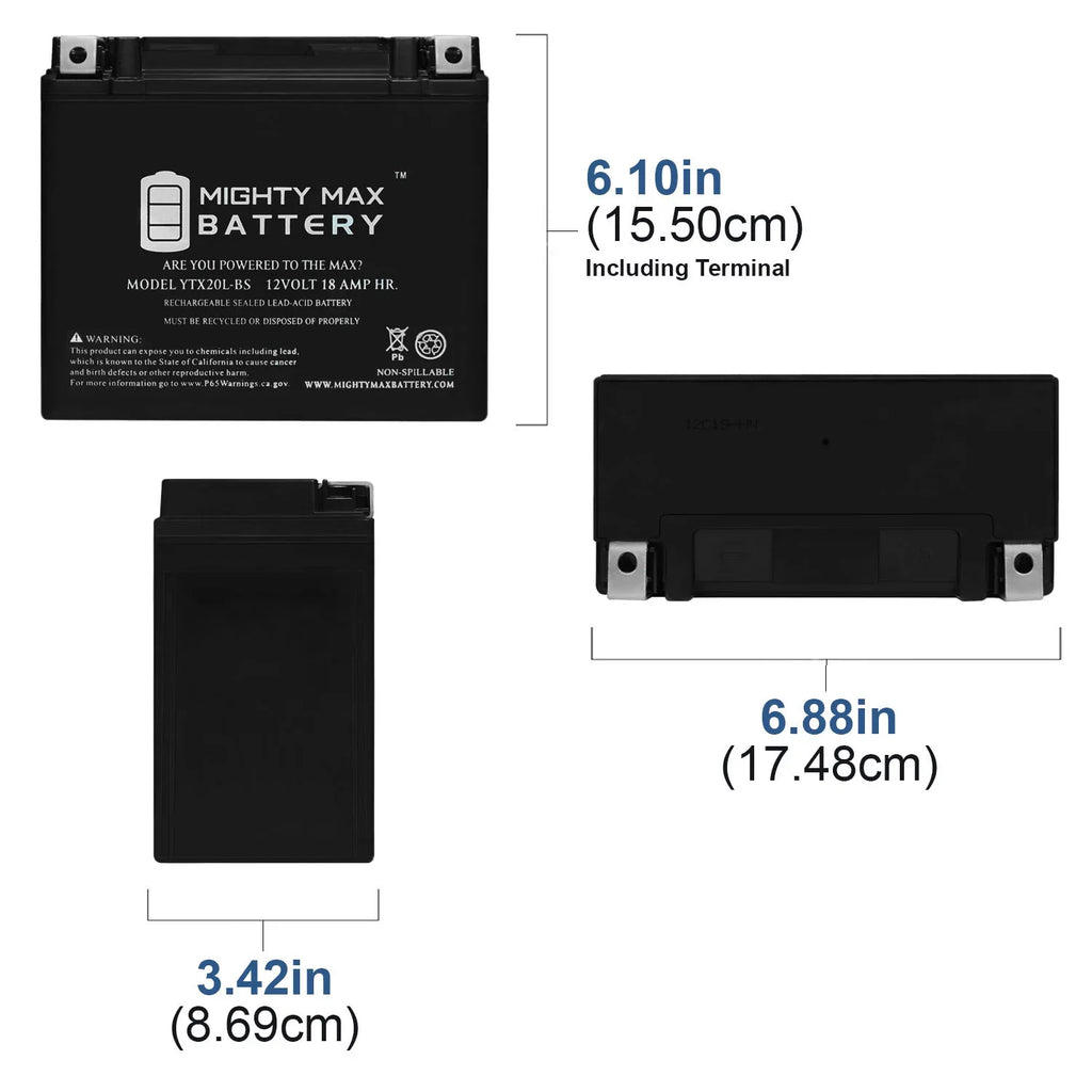WaveRunner for Jet Honda Ski YTX20L-BS JS800 Doo Battery AquaTrax Sea