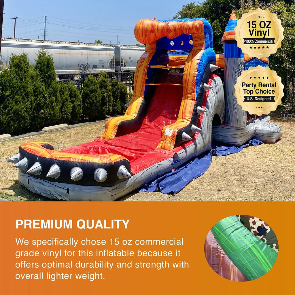 with with House Pool Grade Inflatable Outdoor Kids Titan and Adults for Commercial Splash Blower Water Slide Bounce Rocker JumpOrange