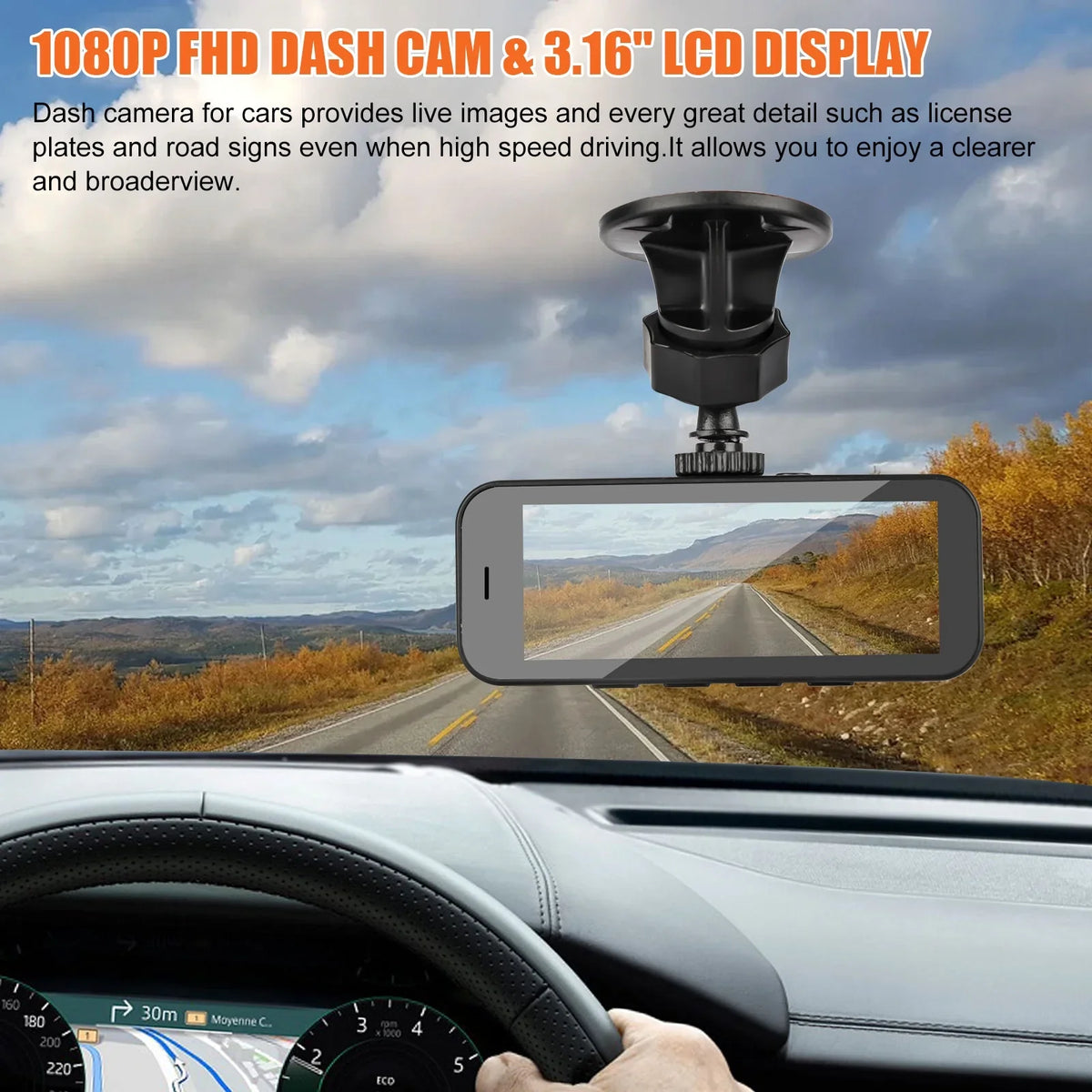 170° 1080P Dual Dual Cam, Detection, Dash and G-Sensor, Camera Dash for 3.16inch Rear Wide Front Black Cars, Camera Angle WDR, Recorder Motion with Monitoring, Display, Dashboard TSV Parking