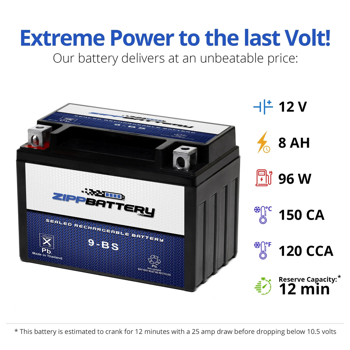 Trx400Ex for Atv Honda Sportrax Zipp Battery Battery 400Cc Ytx9-Bs 2001 Fourtrax
