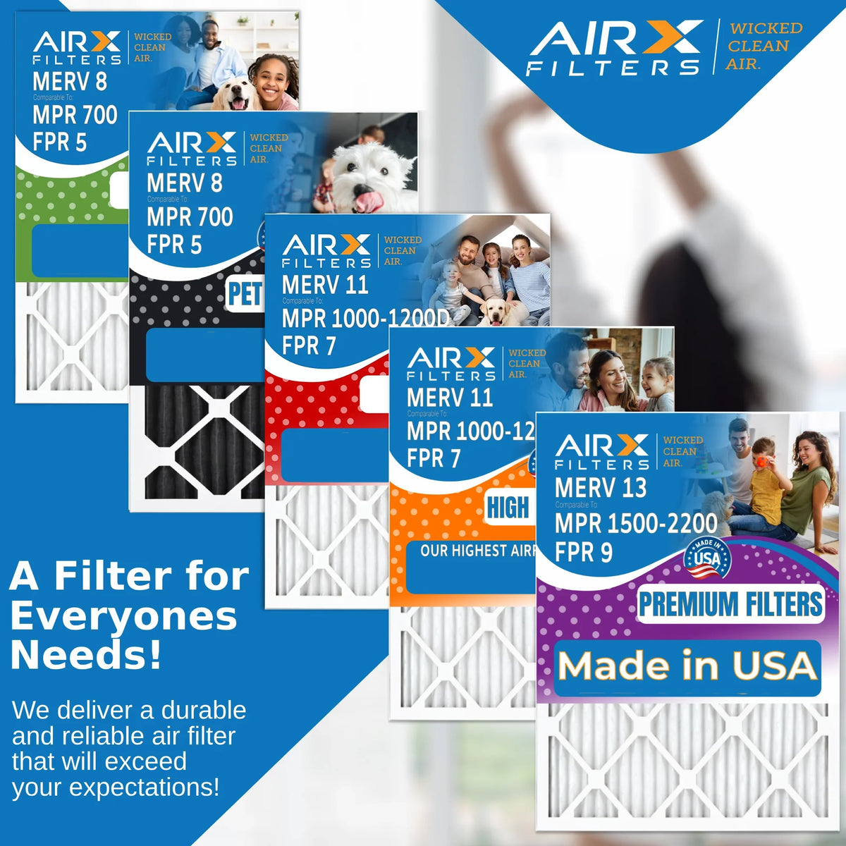 7 Filters AIR. MPR Filter Filter MERV 16x24x1 FILTERS WICKED 6 Furnace to Comparable Pleated Pack FPR Made Air 11 16x24x1 USA AIRX by Air Premium HVAC CLEAN Conditioner 1200 & Electrostatic 1000, MPR