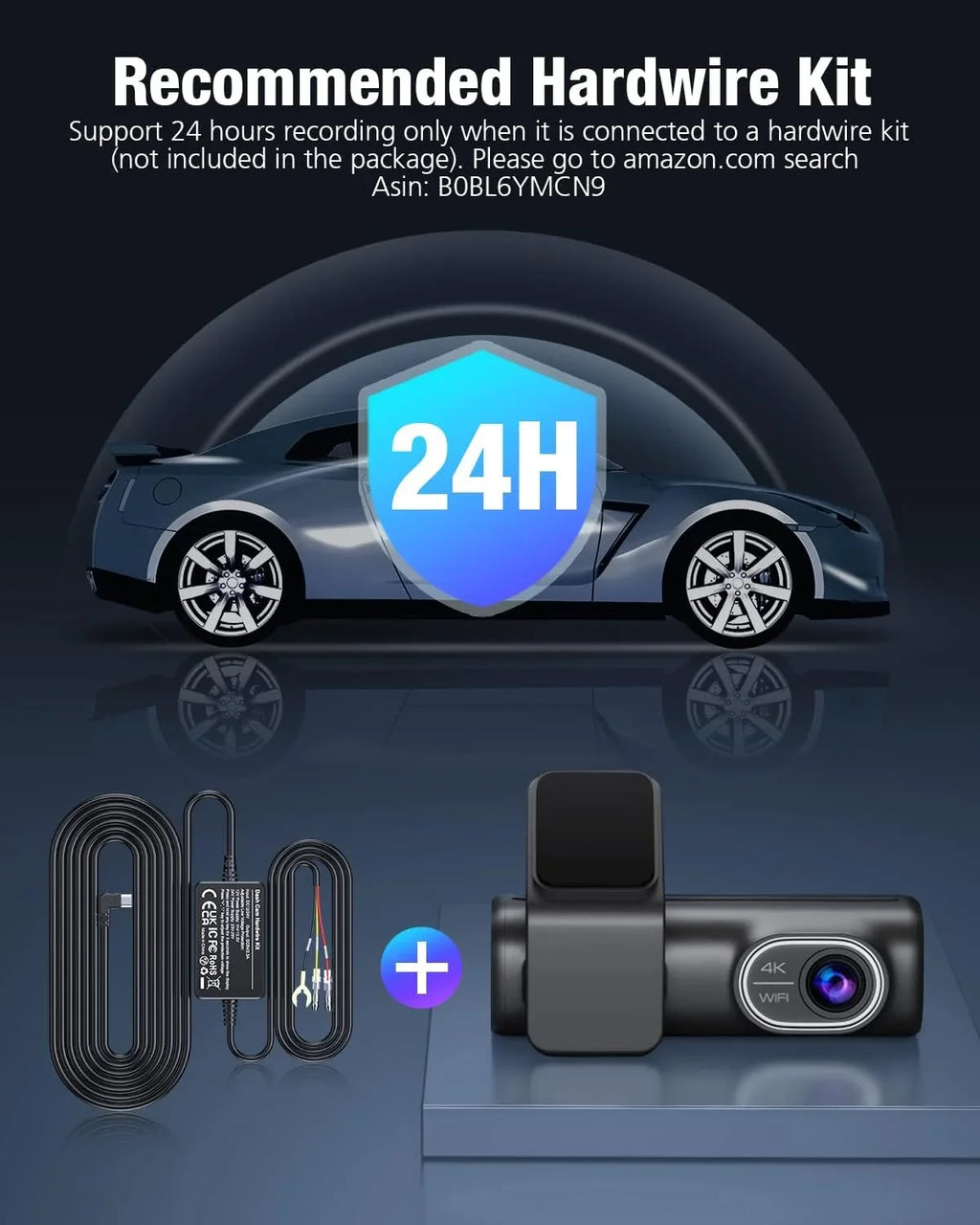 5G Vision, Loop Dash Recording, Front WDR and with Card, Free 4K/2K/1080P+1080P 64G Night Rear GPS Dual 24h Parking WiFi OMBAR Cam APP G-Sensor, SD Mode,170°Wide,