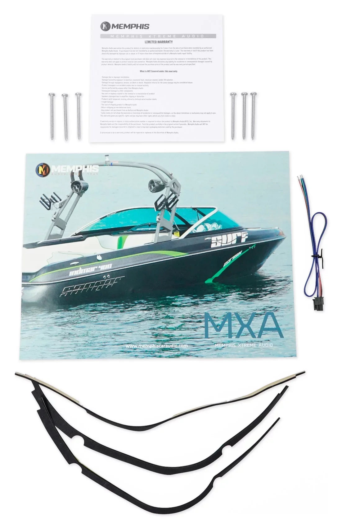 Memphis Marine LED Watt Audio Boat Sub 12" 500 Dual MXA1244 Subwoofer 4-Ohm