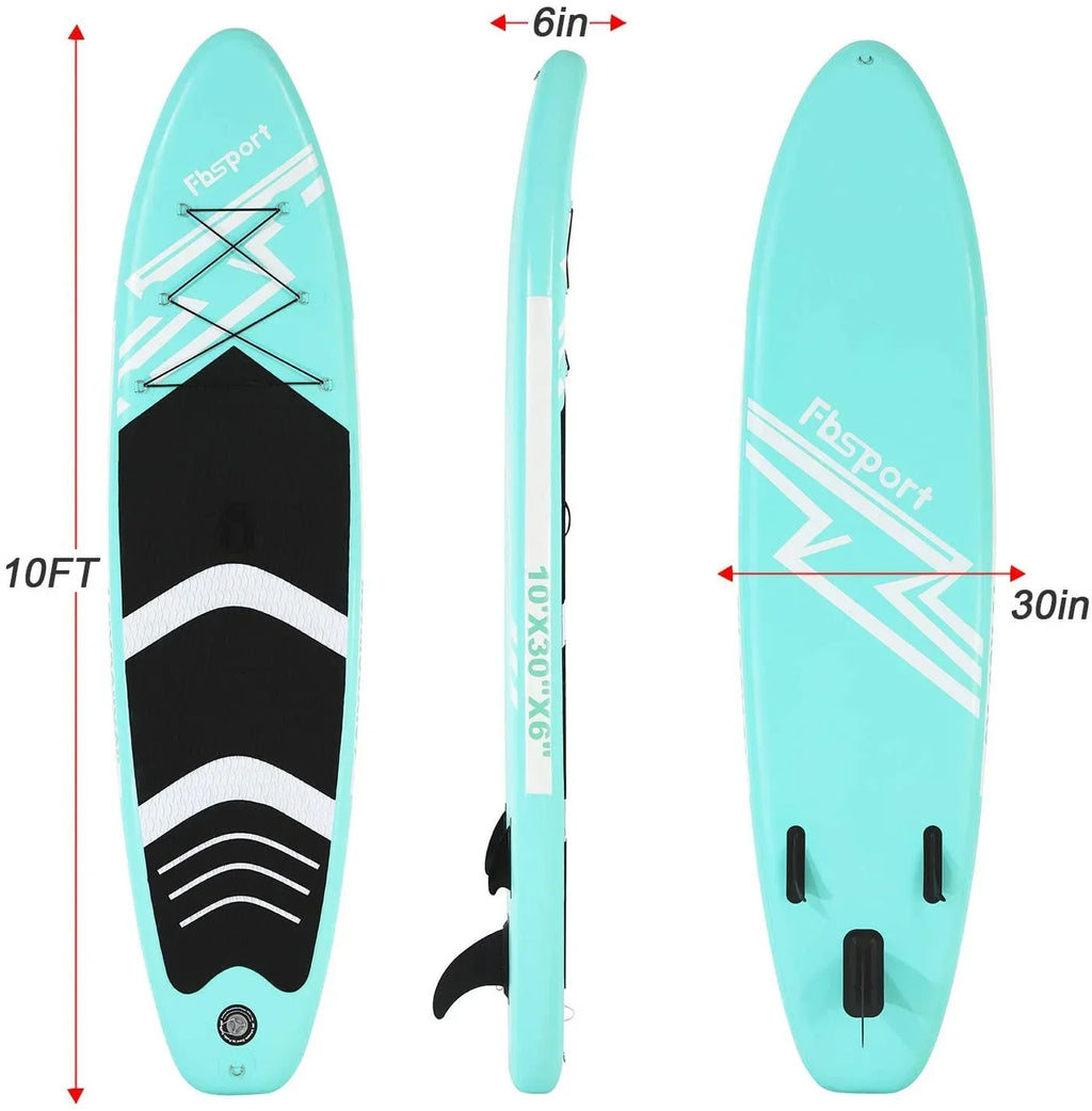 Stand 10 Non-Slip with Inflatable Paddle Green Standing Ft. Bag, Carry Brushed Stance, Board up FBsport Wide Boat, Complete Control, Thickening Deck, and Surf Accessories