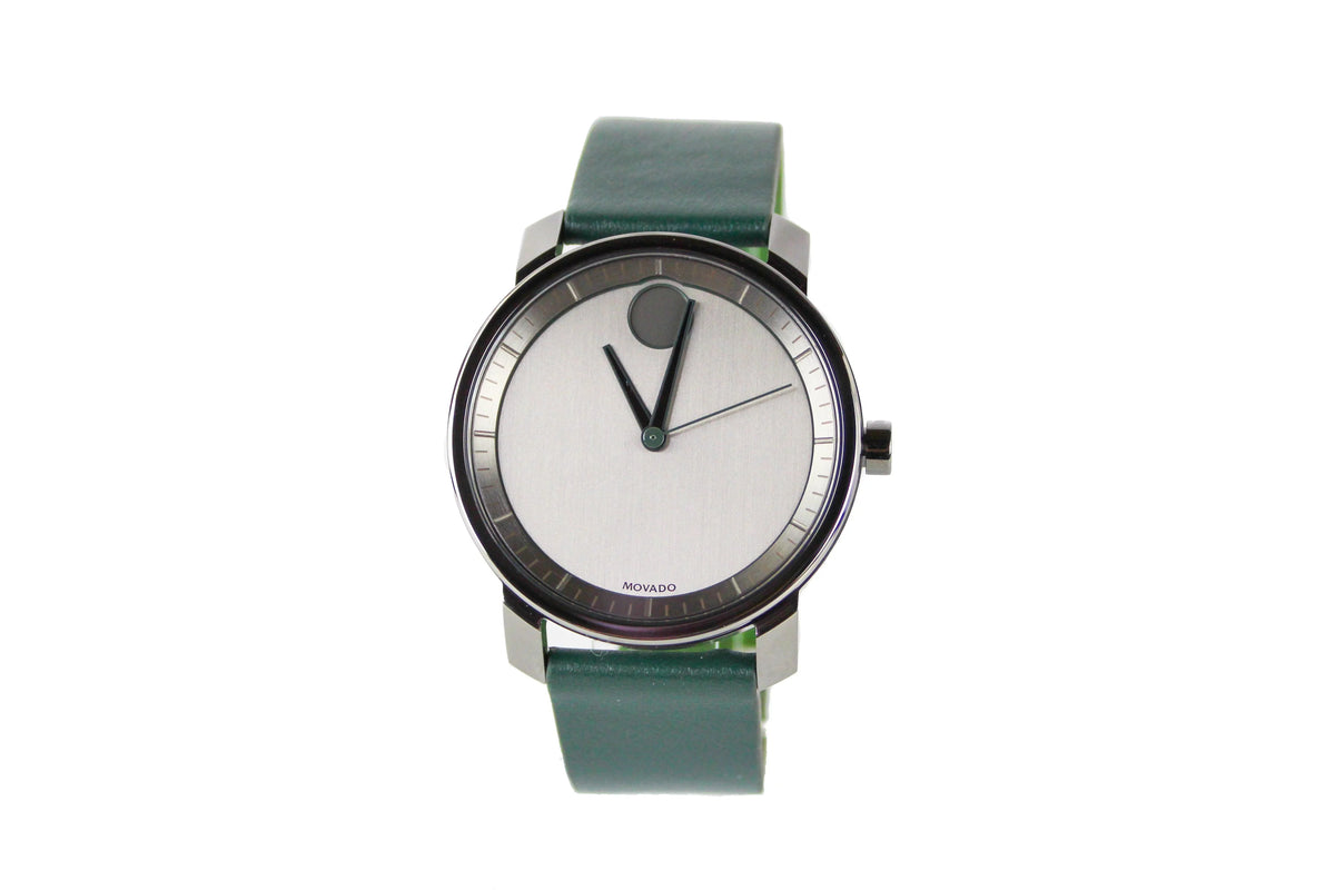Forest Dial Bold Green Gunmetal Quartz Mens Watch (3600570) Movado Leather Strap