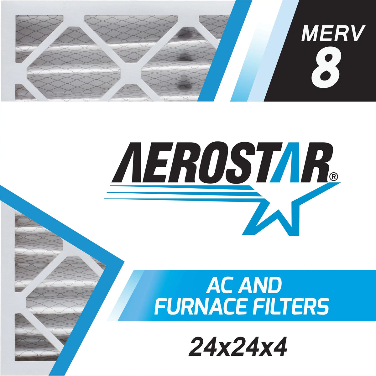 Air Made 24 in Box the x MERV Aerostar USA 24x24x4 of Pleated Filter, 24 6, x 8, 4,