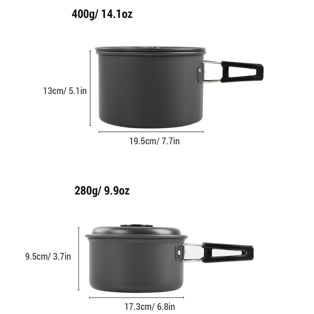Pan Camping Cooking Aibecy Backpacking Pot Kettle and Cookware Mess Non-Stick and for Kit, with Set