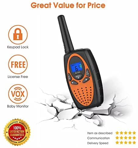 Cancelling Free for Adults, Walkie 1) Talkie Kids for Talki Noise Women /Hands Cruise Range Radios with Long FRS Way 2 Two Hiking Ship Walki (Orange Camping in