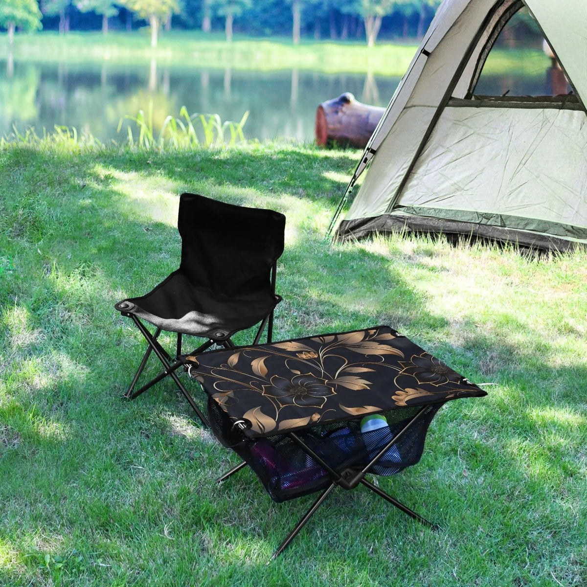 Bag Folding BBQ Beach Flower Storage Fishing Table Travel Camping for with on Portable Picnic Table Compact Black Outdoor Table