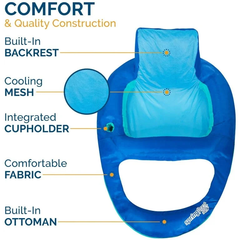 Float for Pool Backrest, Adults Inflatable Pool Float Chair with Recliner Lounge