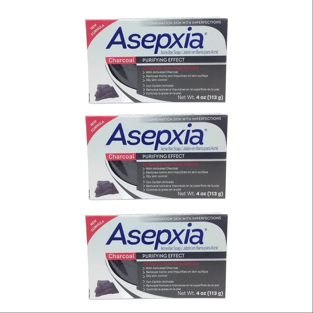 Blackheads. of Bar Acid. Cleansing Charcoal for and Oily oz. Asepxia Acne and Skin Soap Salycilic Pack with Removes Toxins. Helps 4 Impurities 3