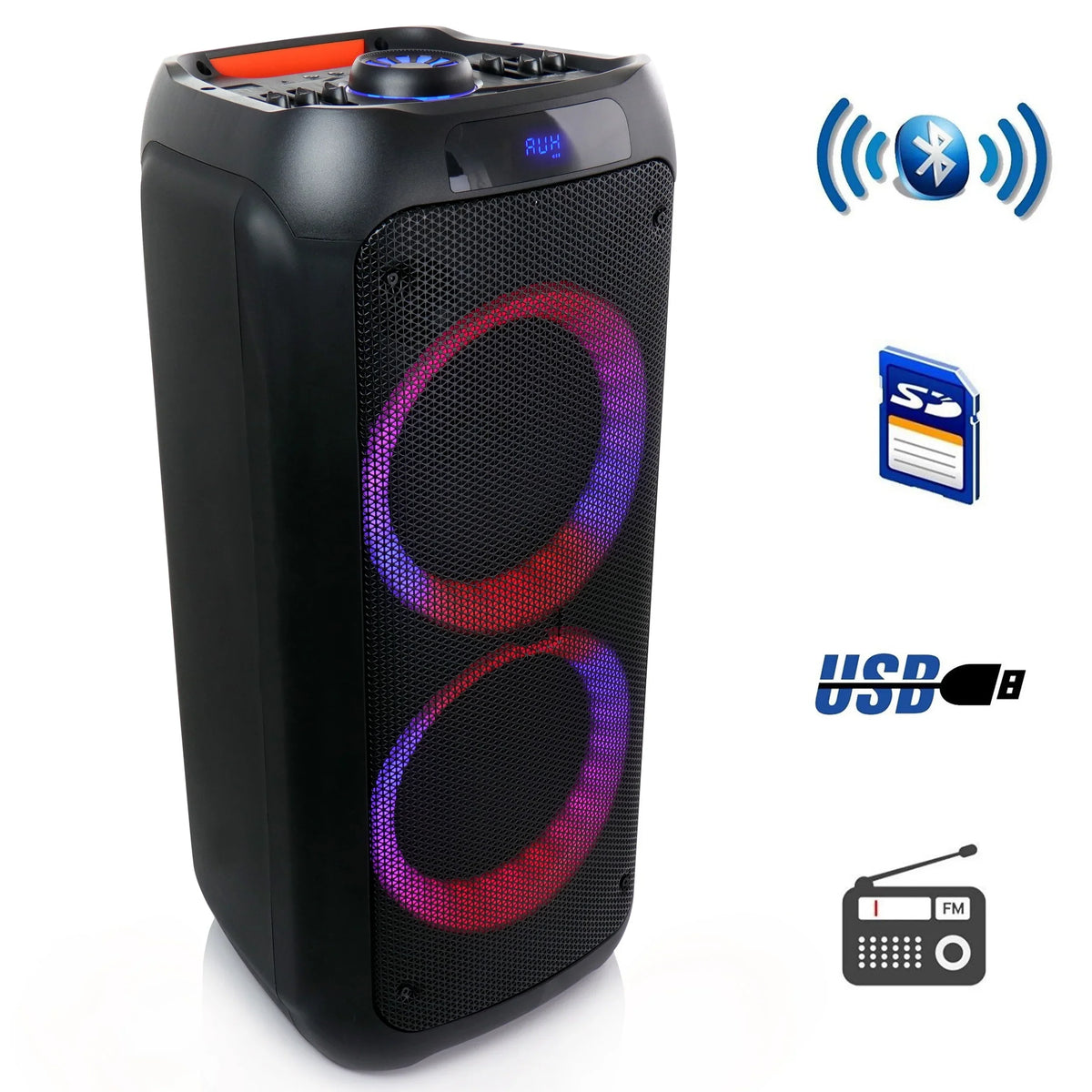 beFree Speaker Portable Reactive 8 Dual Lights Party Sound Bluetooth with Inch Wireless
