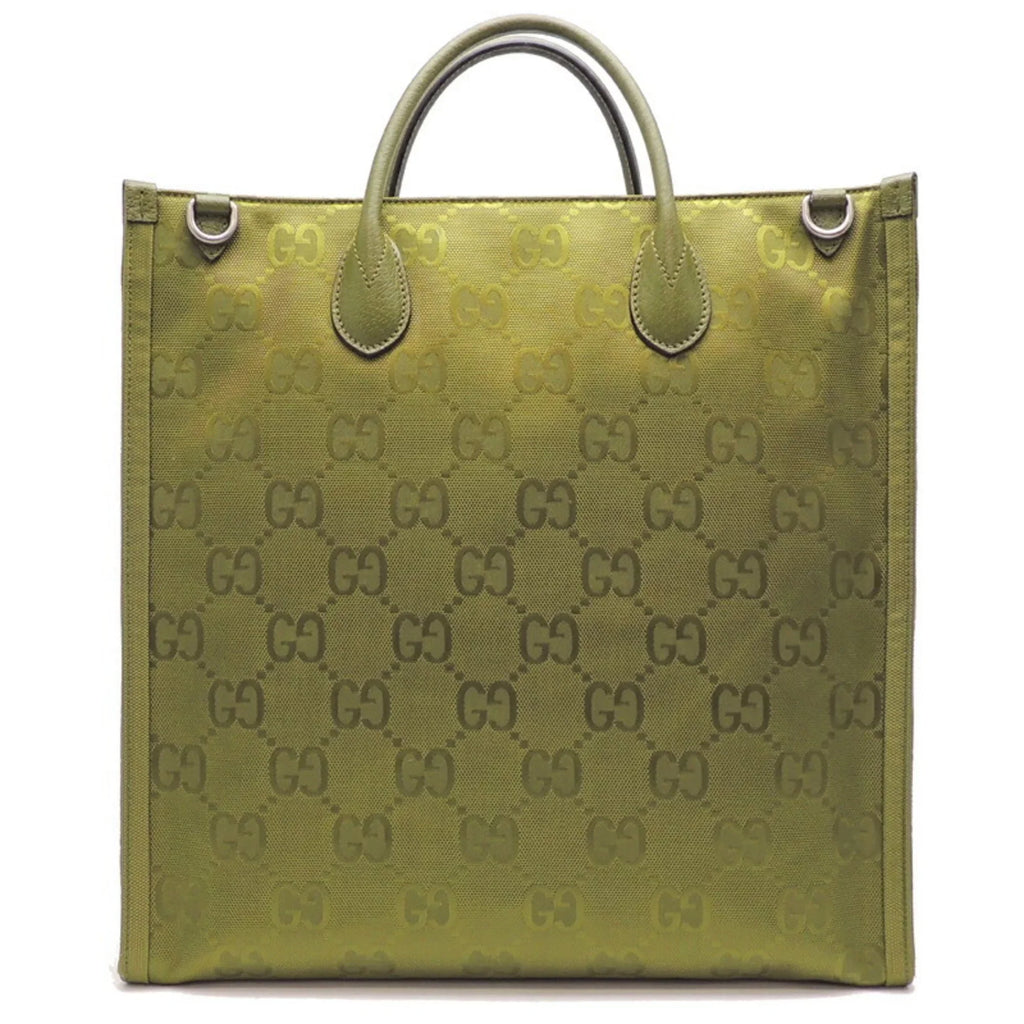 (Day Forest Ladies 696043 Nylon Off Recycled Bag The (Good) Lining Green Gucci Pre-Owned Tote Only) Grid Medium GG