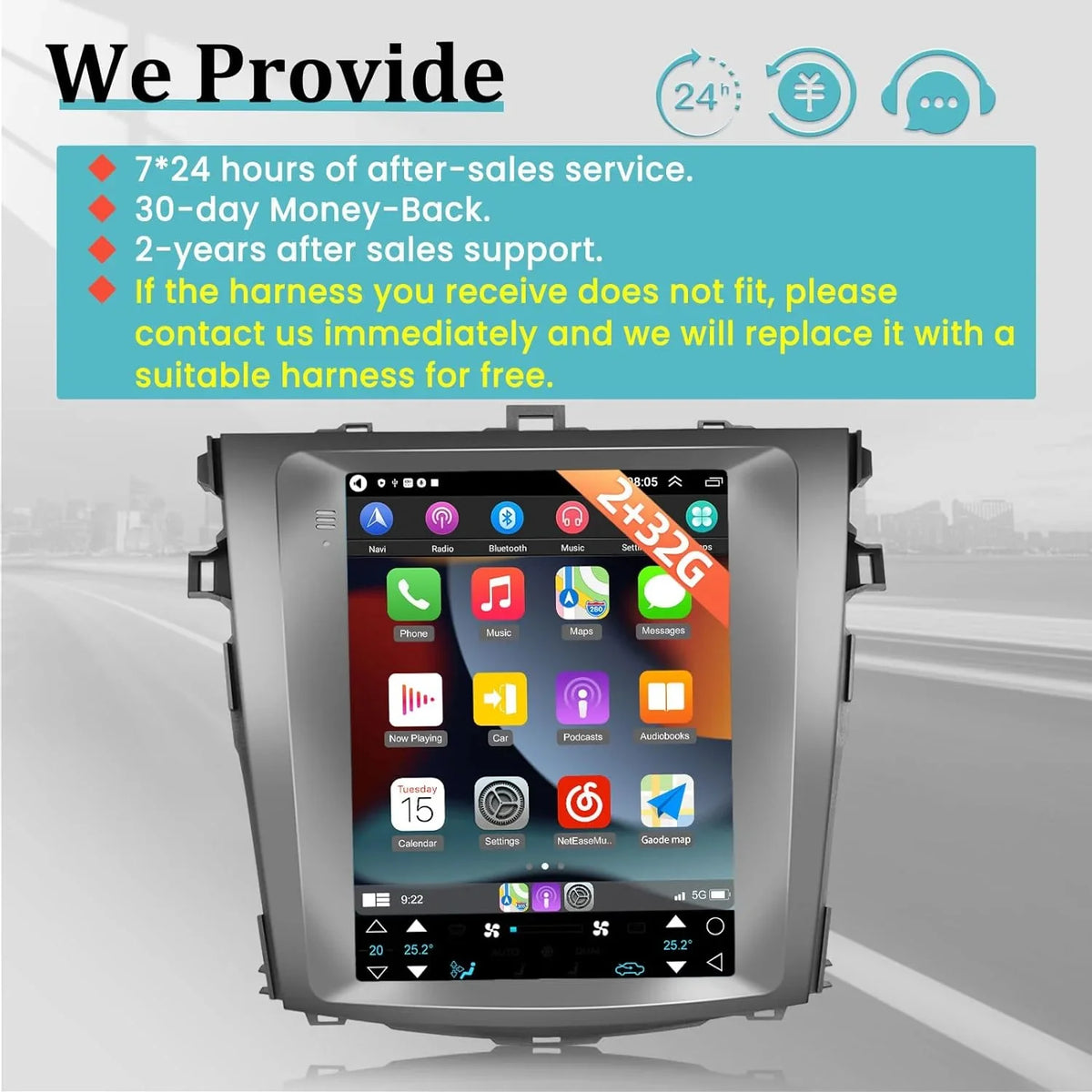 HiFi Auto Stereo THONZER Toyota USB and 9.7 for GPS Mirror Carplay AHD Radio 2006-2013 Android Inch Android with Touchscreen Car 2+32G Corolla Link WiFi SWC - Camera Backup +