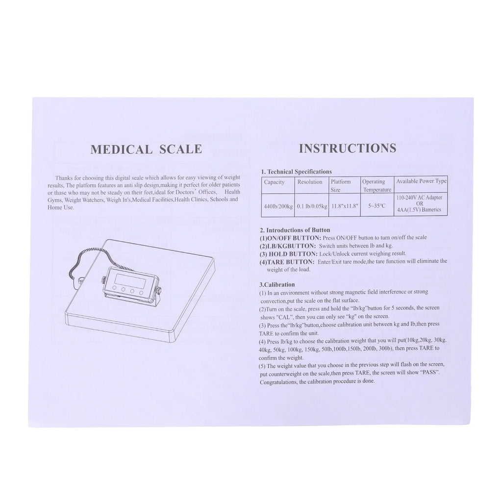 Digital Duty Medical ZhdnBhnos Weight Large Scale Heavy Display Body Physician Platform Scale High-precision 660lbs Electronic Wrestling Scale Scale