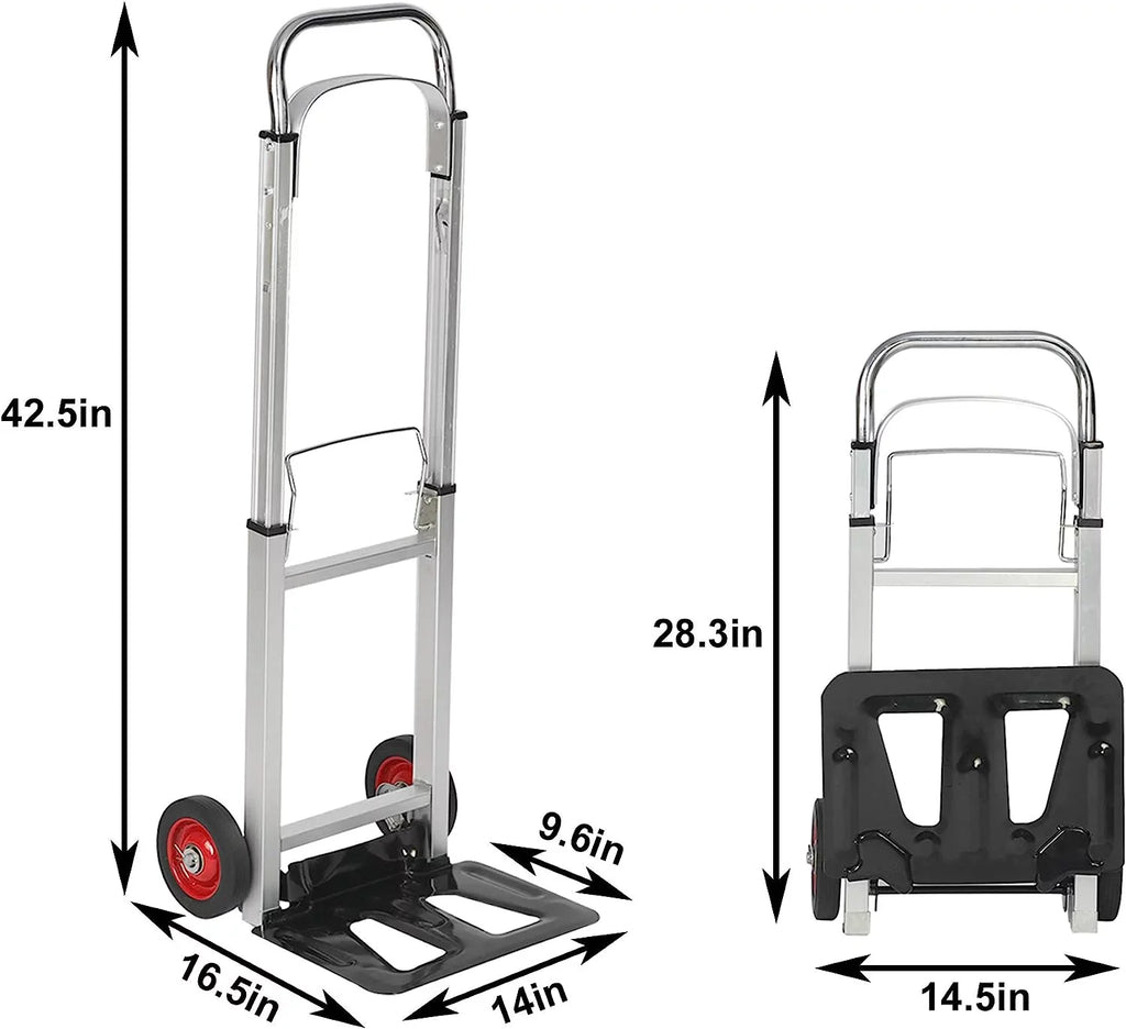 Travel, and Aluminum Cart Truck Handle Compact or Trolley Industrial Foldable Rubber Luggage Shopping Telescoping Portable Heavy Hand for Duty Wheels with
