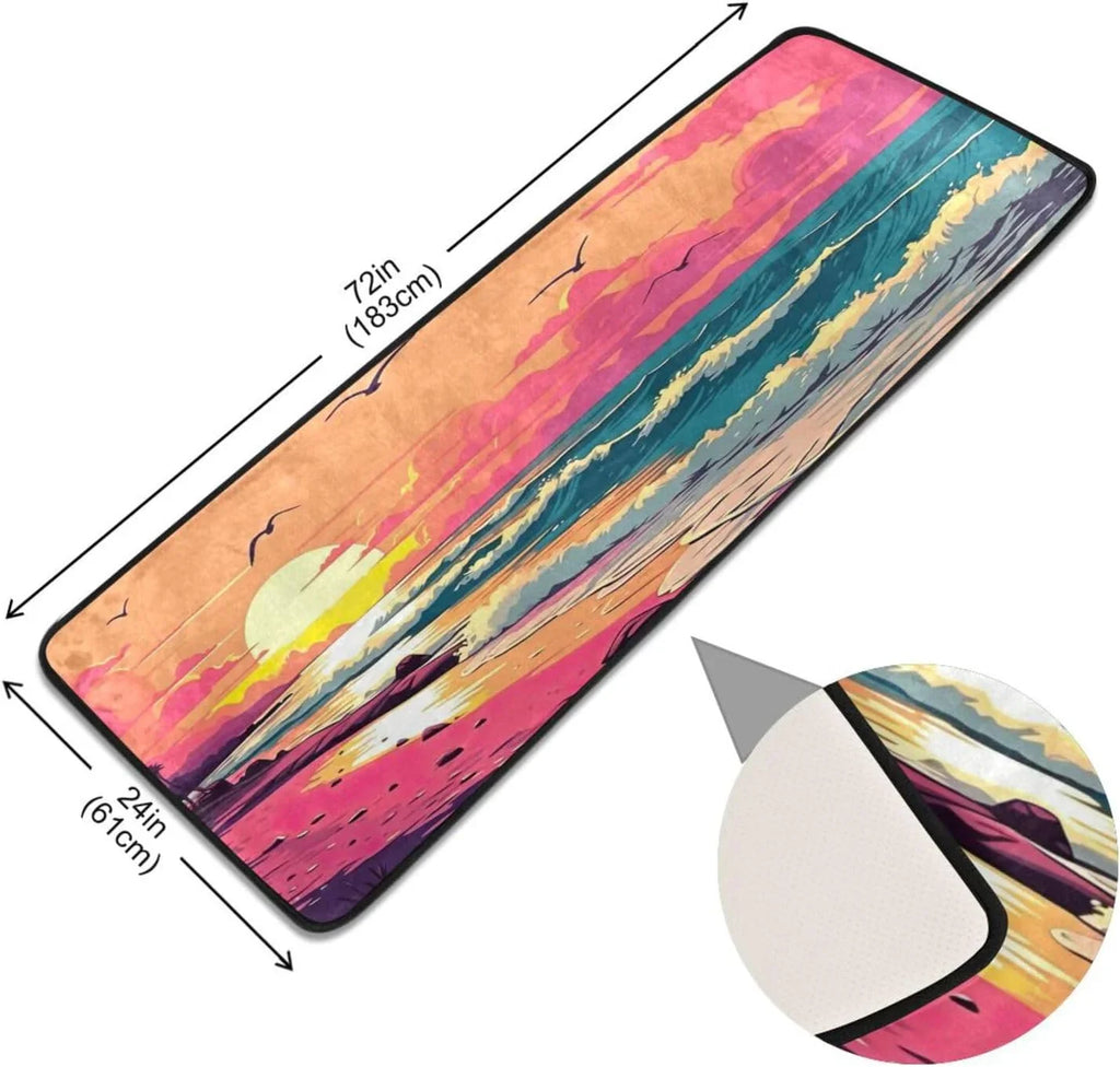 Home Bedroom Area Rug Rug Rectangle Waves Room Living Ocean Non-Slip Decor Washable Inches#10 for Coolnut Runner Bathroom Rug 72x24 Hallways