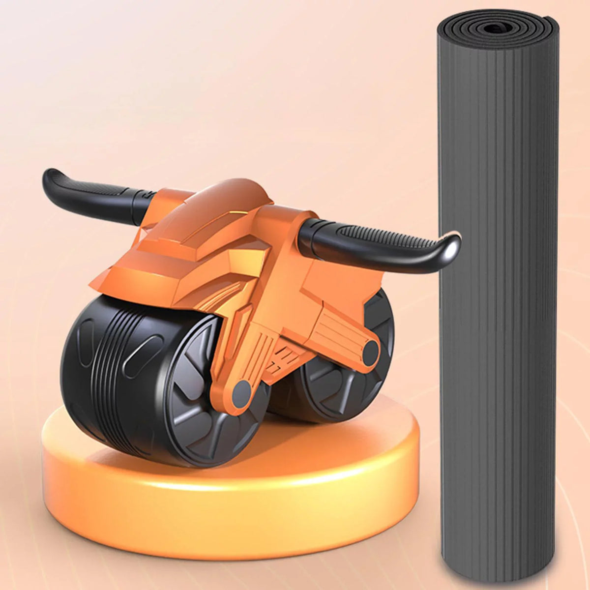 Training Equipment Orange Wheel for Body Abdominal Building with Wheel Abdominal Widened Muscle Workout Roller, Double Double Wheels Mat