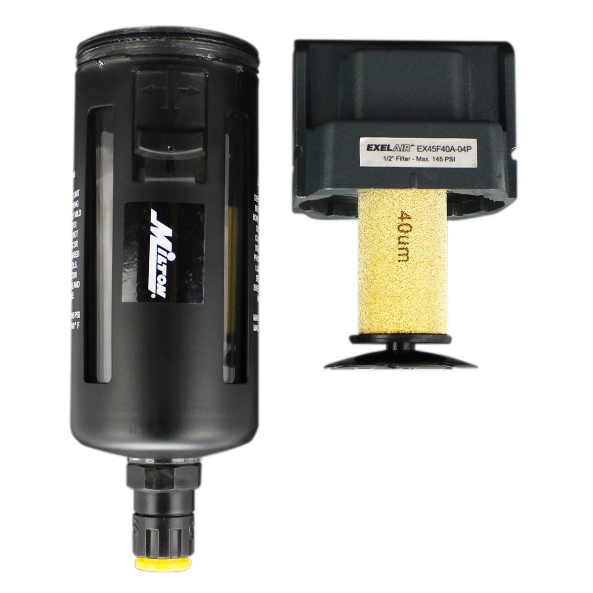 Automatic - - NPT Float/Overnight by Polycarbonate 1/2" Air Bowl, Milton FRL EXELAIR™ (EX45F40A-04P) Filter