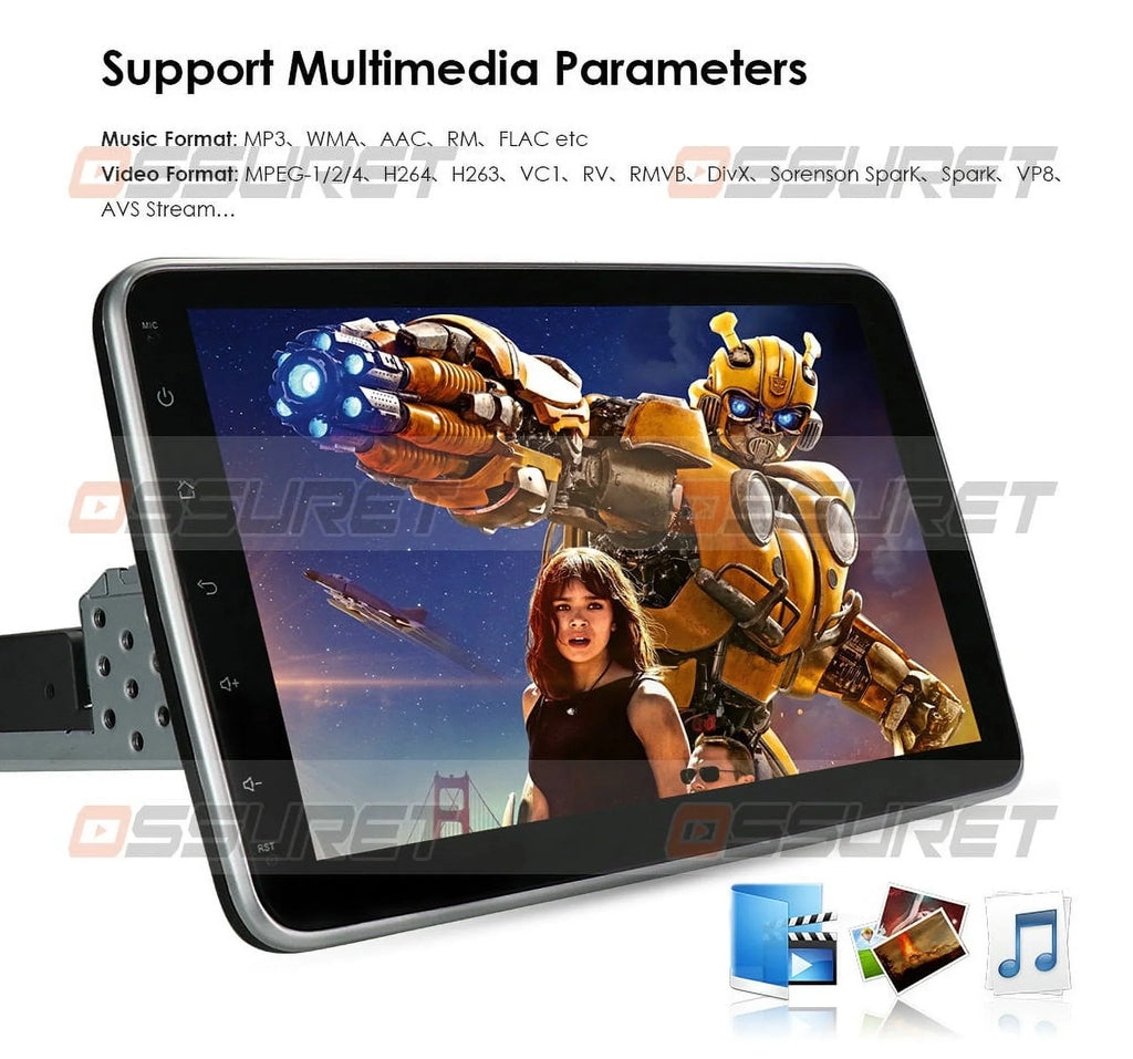 Wifi Car Android Stereo Screen Hizpo Apple Carplay& Radio 10.1'' Navigation With Auto Touch 10 GPS DIN Single 1 Bluetooth Android Rotatable