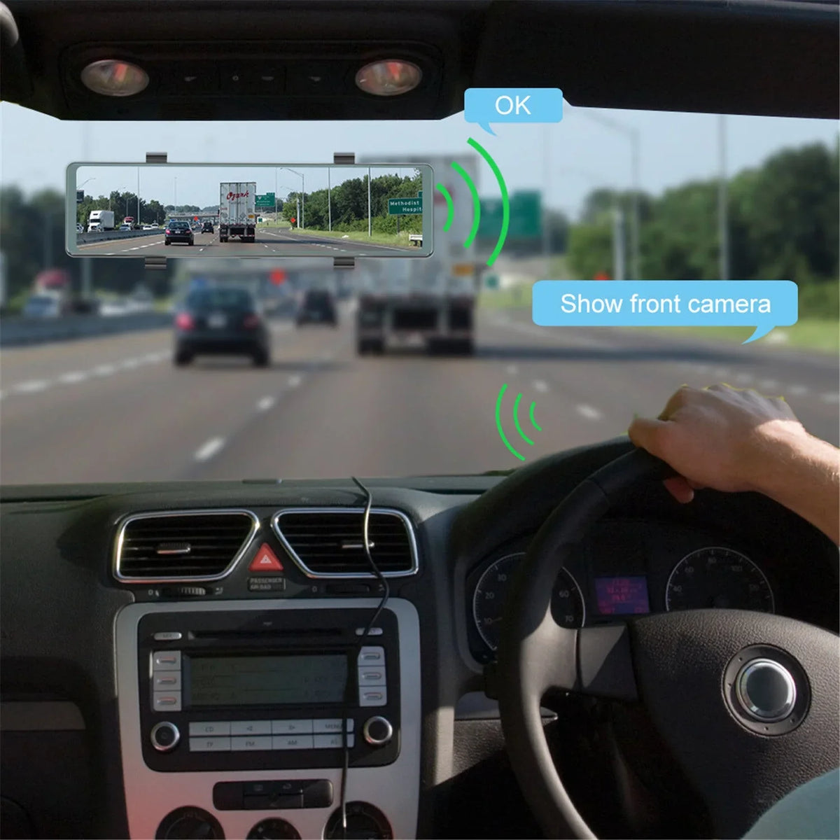 1080P Rear View Cameras,FM Front Control Mirror Recording with Assistance, Dual Auto,11.26" Cam Apple WDR,Loop Wireless Carplay&Android Transmitter,Night Voice Rear Mirror View Dash Vision,Parking and