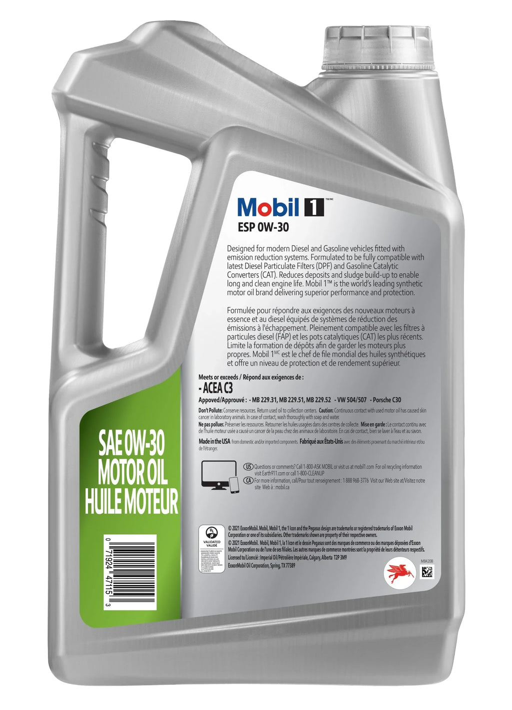 Synthetic 1 0W-30, Quart 5 Full Mobil ESP Motor Oil