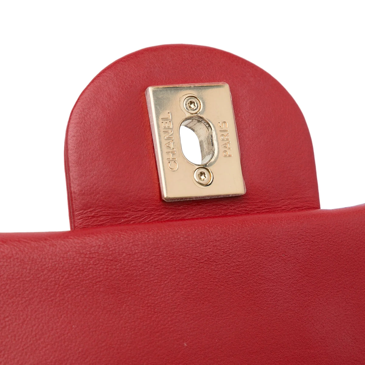 Carry Satchel Easy Unisex Pre-Owned Chanel (Good) Authenticated Lambskin Red Small Flap Leather Bag