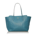 Swing Tote Blue Calf Women Bag Authenticated Leather Pre-Owned Medium (Good) Gucci