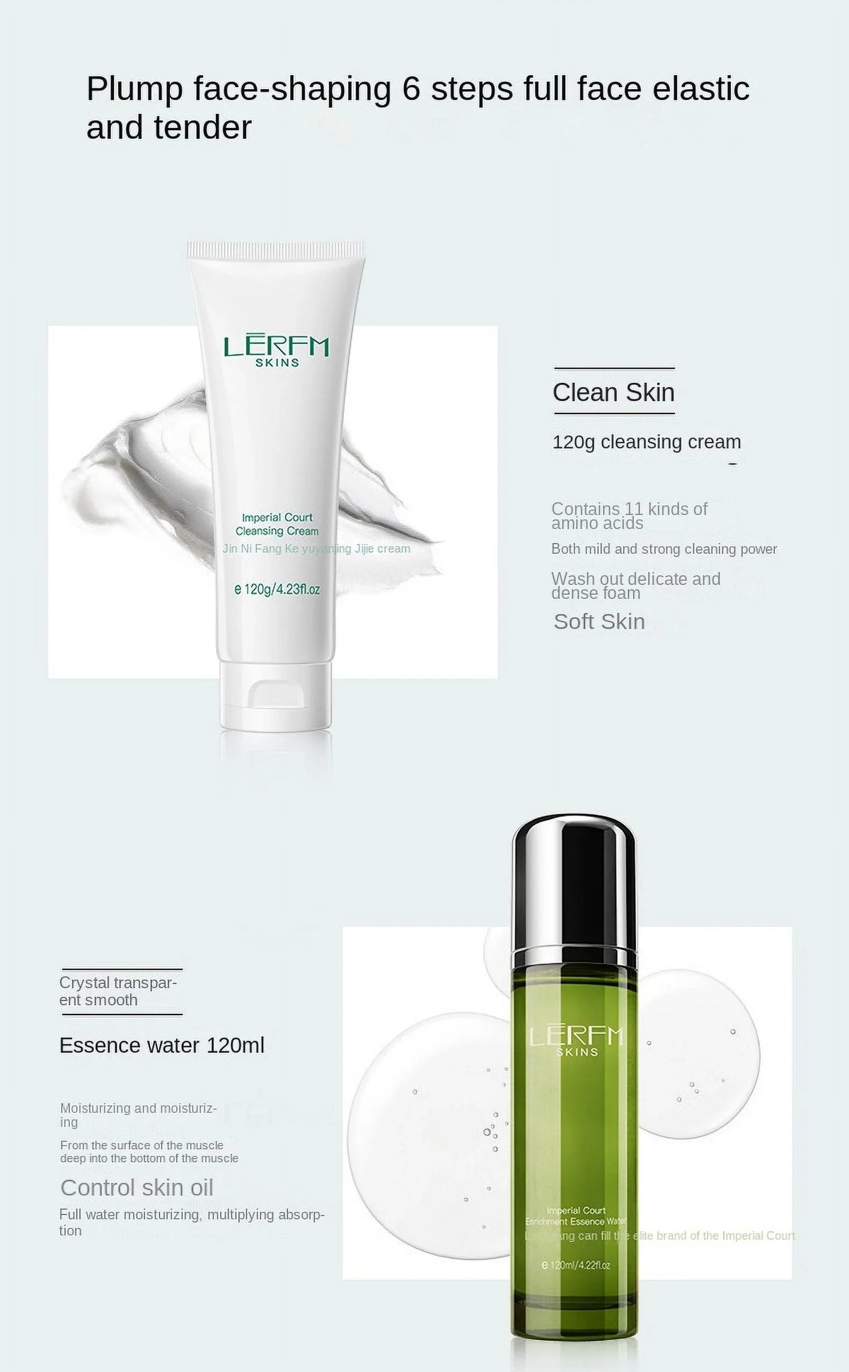 Cream Day Beauty Face Control Face 6Pcs Serum Pores Oil Deep Cleaning Toner Skincare Products Set Whitening Firming LERFM Night