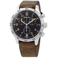 Mens Watch, Flyback Adult Strap - Black Type Chronograph Leather Dial 21 Quartz Black