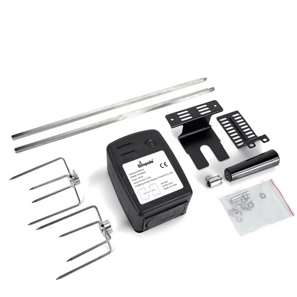 Spit Grill Roaster Outdoor Barbecue Steel Rotisserie Kit Motor Rod Stainless Electric BBQ