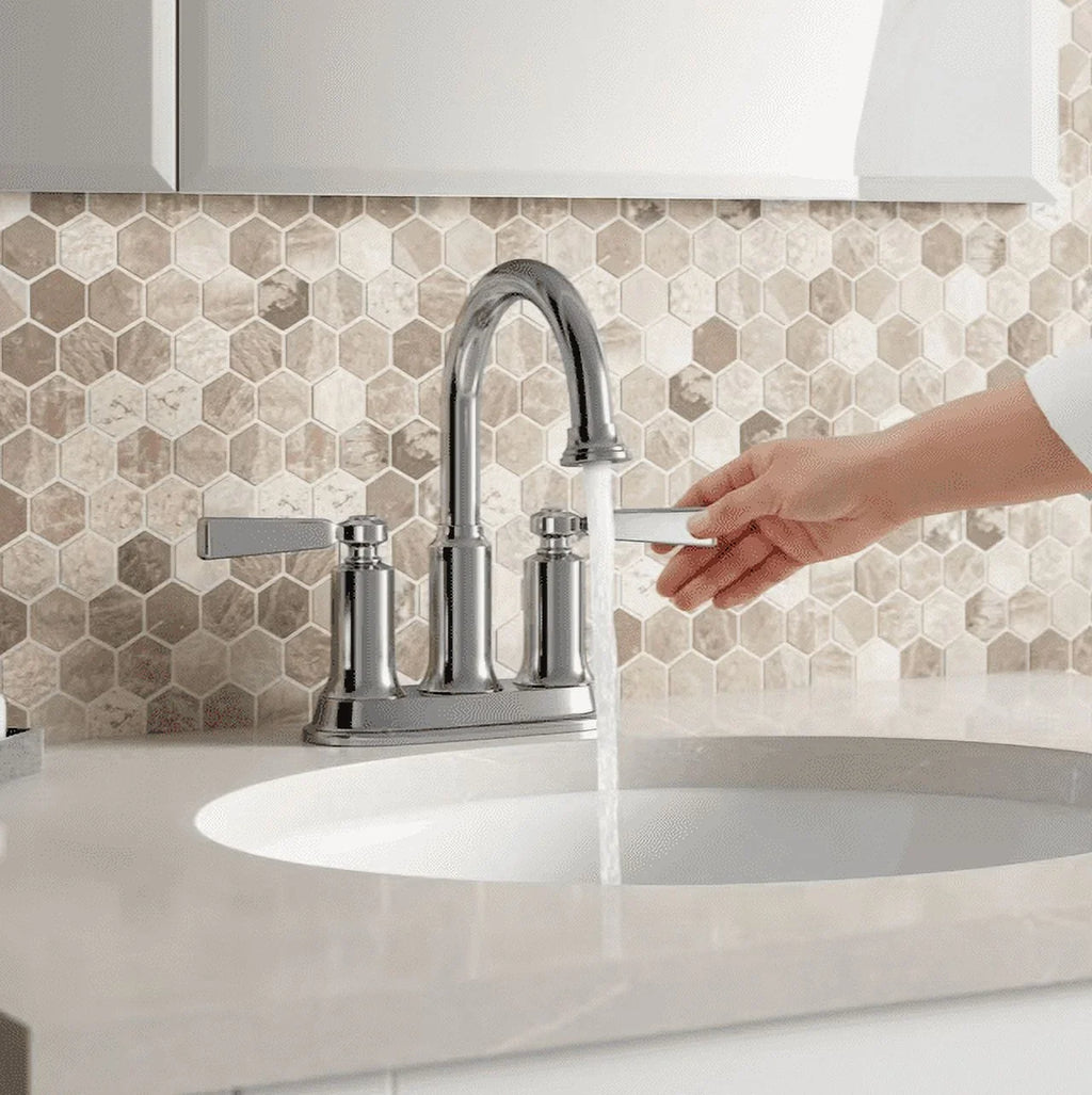 Kohler Sink Aderlee Center-Set Bathroom Polished 1.2GPM Chrome Faucet,