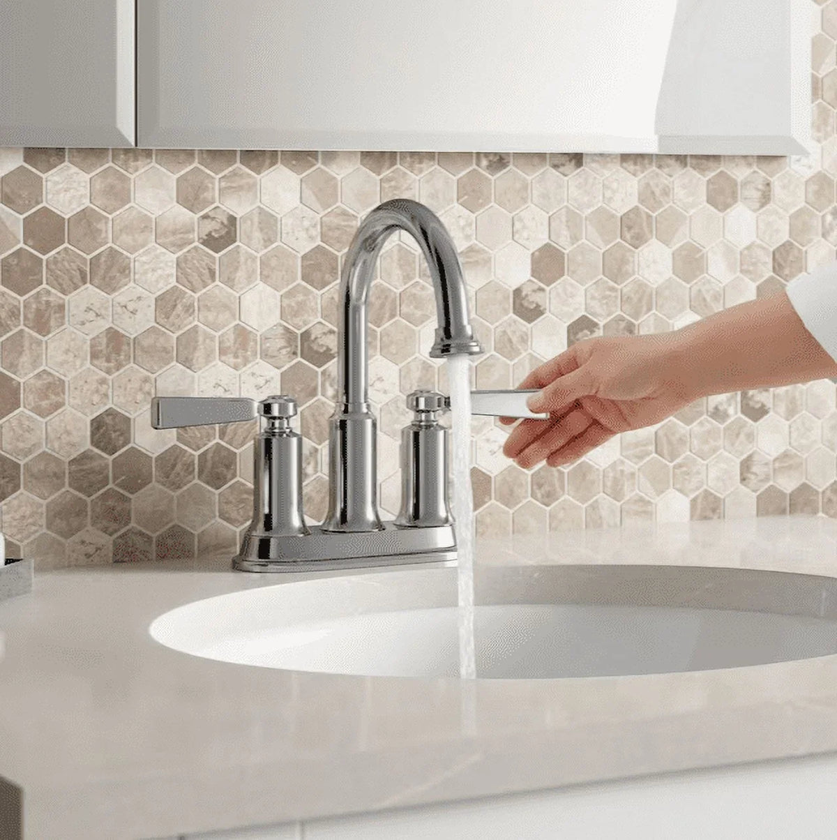Kohler Sink Aderlee Center-Set Bathroom Polished 1.2GPM Chrome Faucet,
