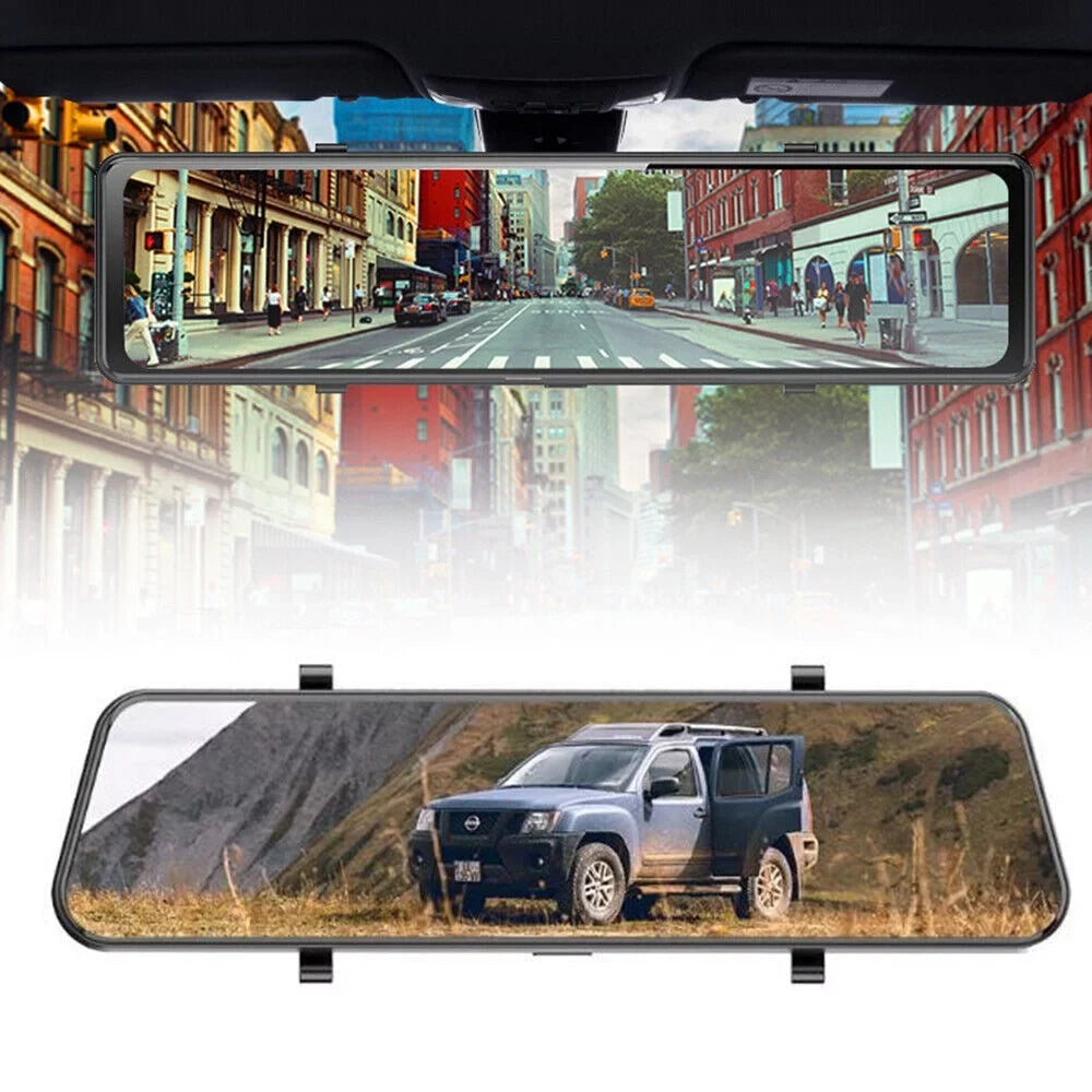 Car Kqiang Backup Voice Mirror View Rear Control Dash 12" Cam 4K Dual Camera WiFi GPS