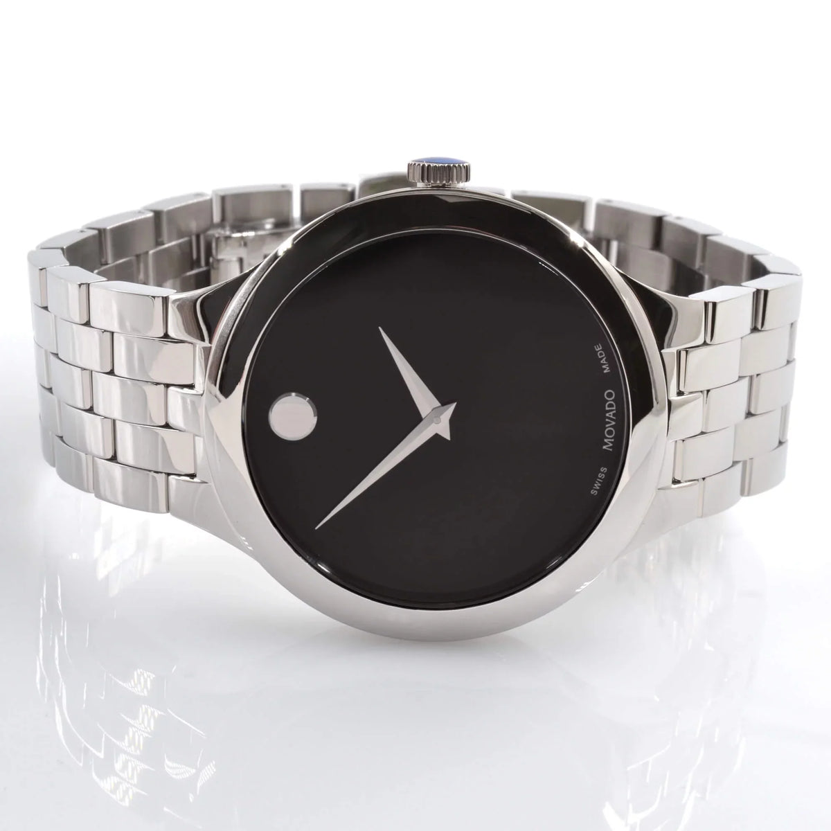 Unisex Tone Dial Silver Black Case Veturi Watch 0607415 Movado
