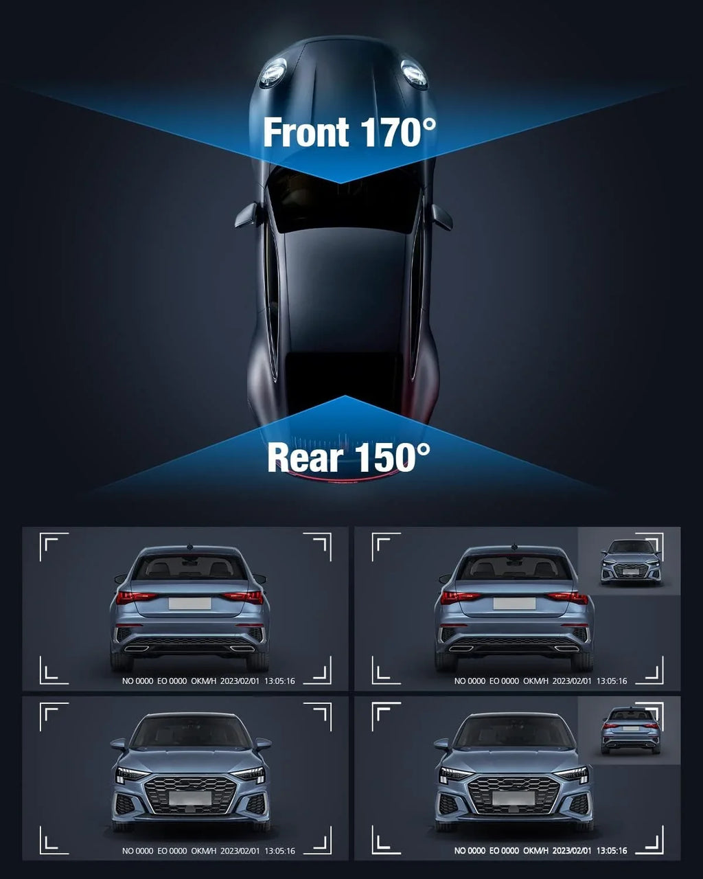 5G Vision, Loop Dash Recording, Front WDR and with Card, Free 4K/2K/1080P+1080P 64G Night Rear GPS Dual 24h Parking WiFi OMBAR Cam APP G-Sensor, SD Mode,170°Wide,