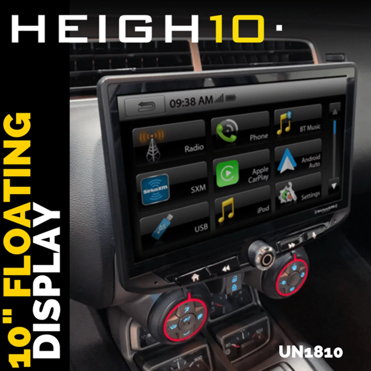Card & Auto, Infotainment Heigh10 Trucks compatible Kit Installation with Apple GM Android System Navigation with compatible & Includes 10" CarPlay In-dash 14-18 Stinger