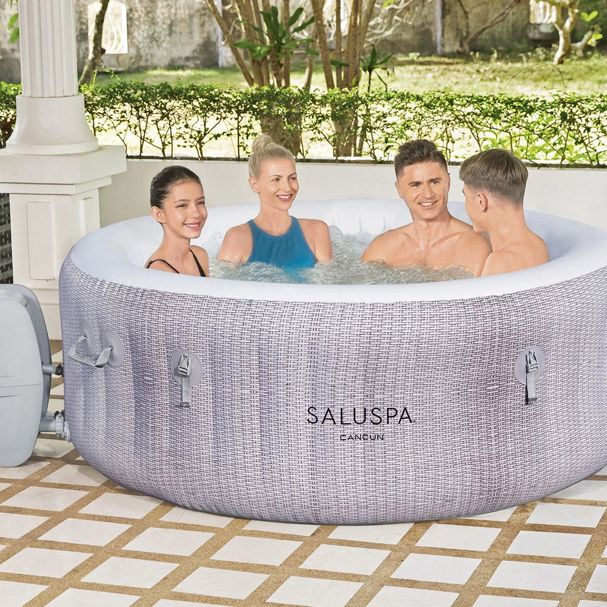 w/2 Bestway Seat Spa SaluSpa Pillows Hot SaluSpa Tub 2 Cancun Inflatable &