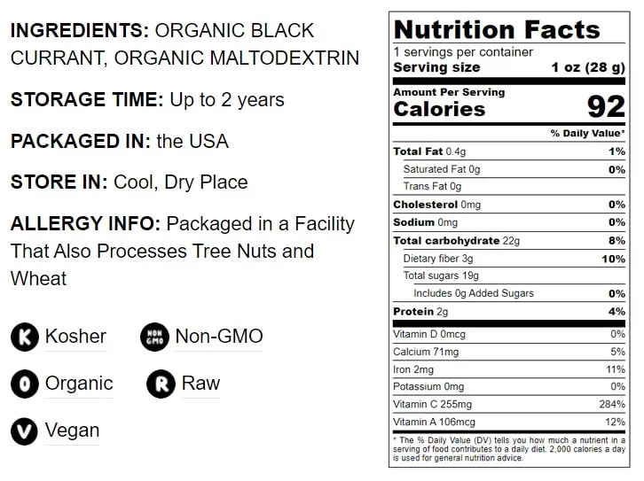 Food Raw, Live to — — Pounds 4 by Organic Powder, Non-GMO, Currant Kosher Black Vegan,
