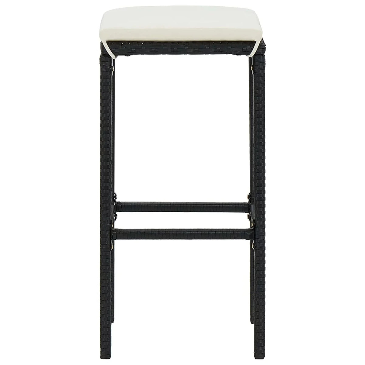 Rattan Patio Dining and Backyard, Black Table Cushioned Outdoor Terrace, Stool 4 Storage for Poly Set Pub, Garden Bar Chairs Set Shelf with Anself Bistro, Piece 5