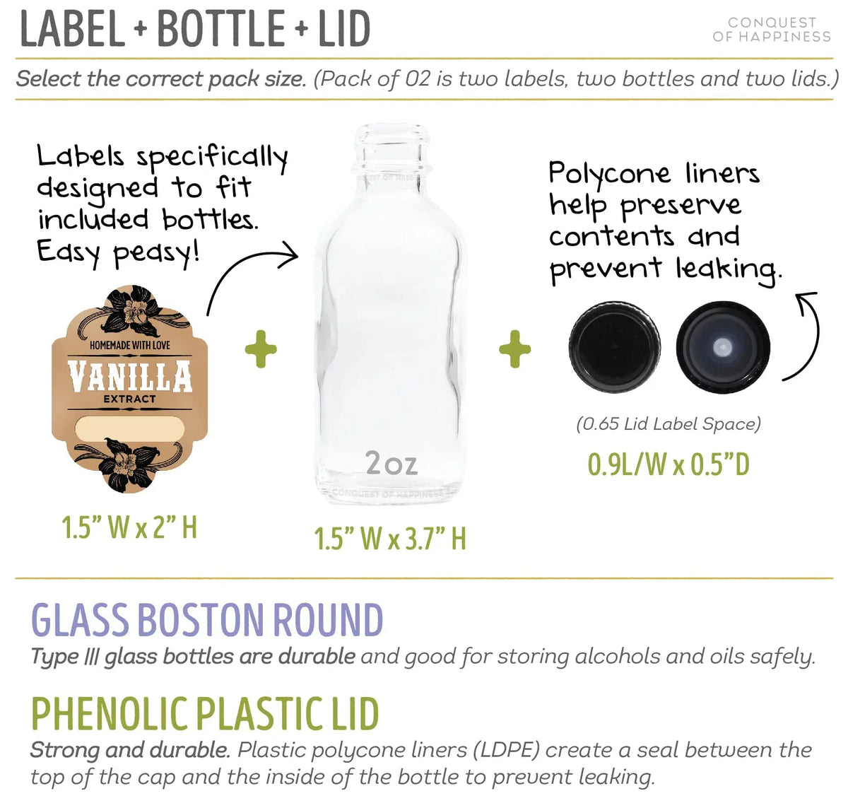 Handmade Happiness | Conquest Extract 2 with Labels Write-In oz by - Bottles of Vanilla - of 08 Pack Homemade