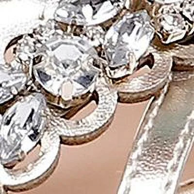 Giona Round Rhinestone Shoes Heel Sandals BADGLEY Womens Toe JEWEL Buckle 7 Silver Block Cushioned Dress MISCHKA