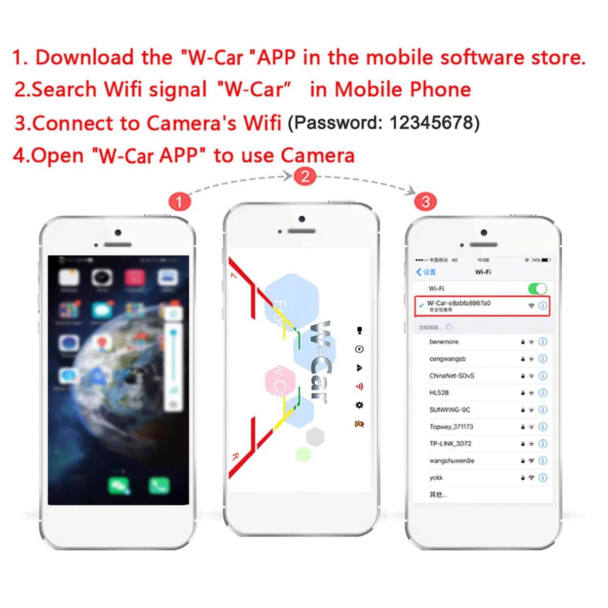 IP67 Camera Truck ~36V Rear Vision HD View Wireless Backup Wireless LED Automobile Reverse Car Bus Anself Camera, WiFi Monitor Reversing Night Waterproof