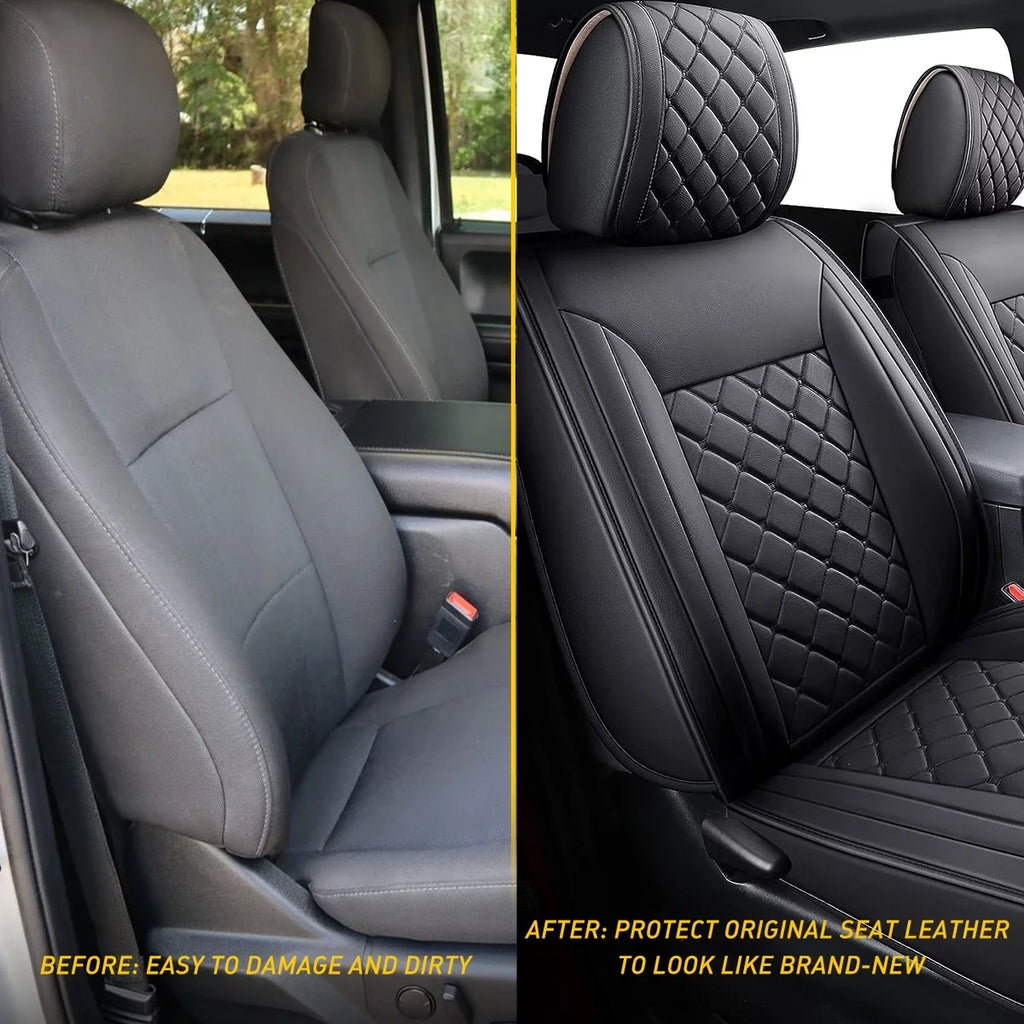 Black) Tacoma Waterproof Cab Crew Full (Full Toyota Covers With for Leather Fit Car 2007-2023 Seat Set, Set