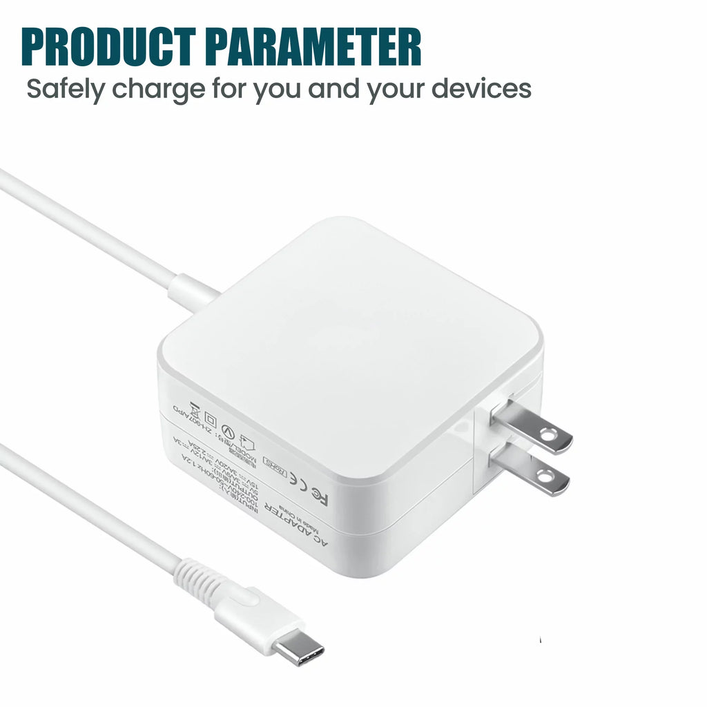 Compatible DELL 45W PSU USB-C 7390 for 7285 Cord Replacement 2-in-1 AC Power BOO Charger Adapter Latitude White KONKIN