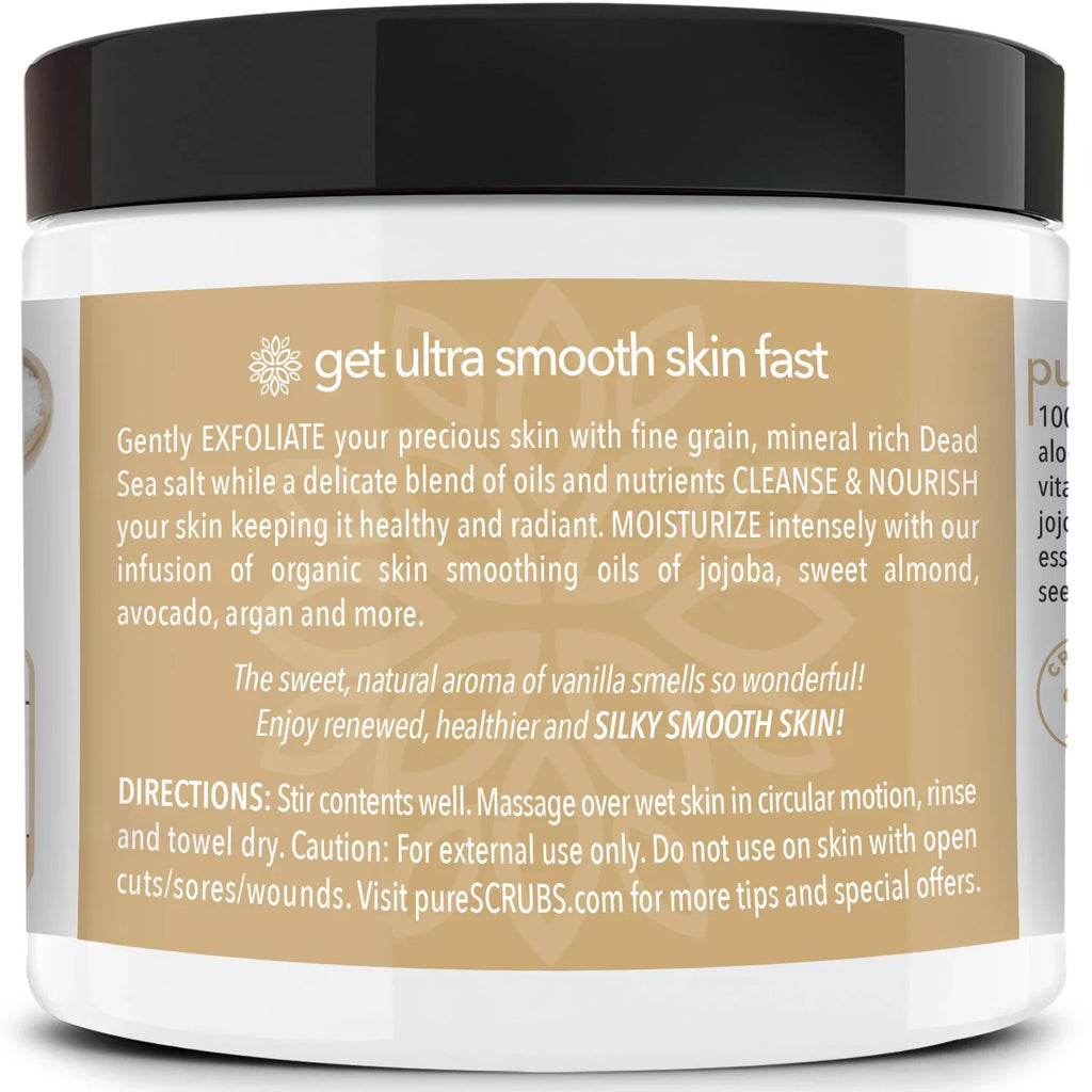 Bar & Wooden Body Spoon, SCRUB Organic Organic 16oz Oils Nutrients Mini Pure Exfoliating + FREE Set Essential Dead Loofah With Soap Scrub pureSCRUBS VANILLA & - BODY Large Salt Infused - Sea Premium