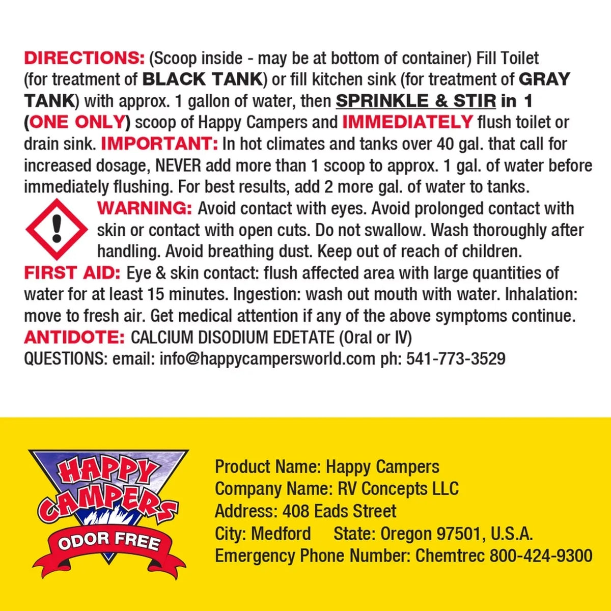 Treatment - Holding Tank treatments Happy Campers RV Deodorizer 64